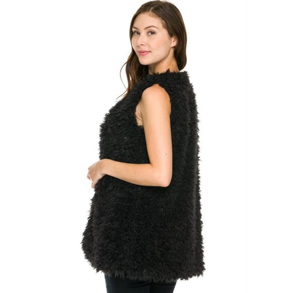 Faux Fur Long Vest NEW - Picture 2 of 4